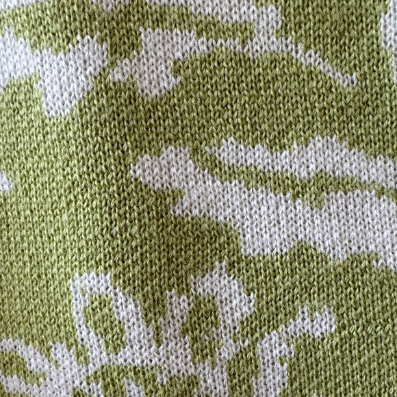 Meister Women's Green and White Floral Quarter-Zip Sweater Wool Blend Size Large - Picture 5 of 9